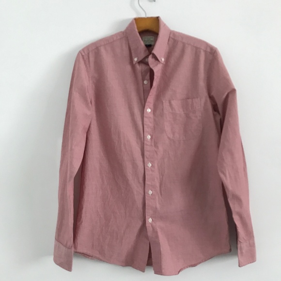 J Crew Secret Wash Shirt Pink Button Front Mens Small - Picture 1 of 9